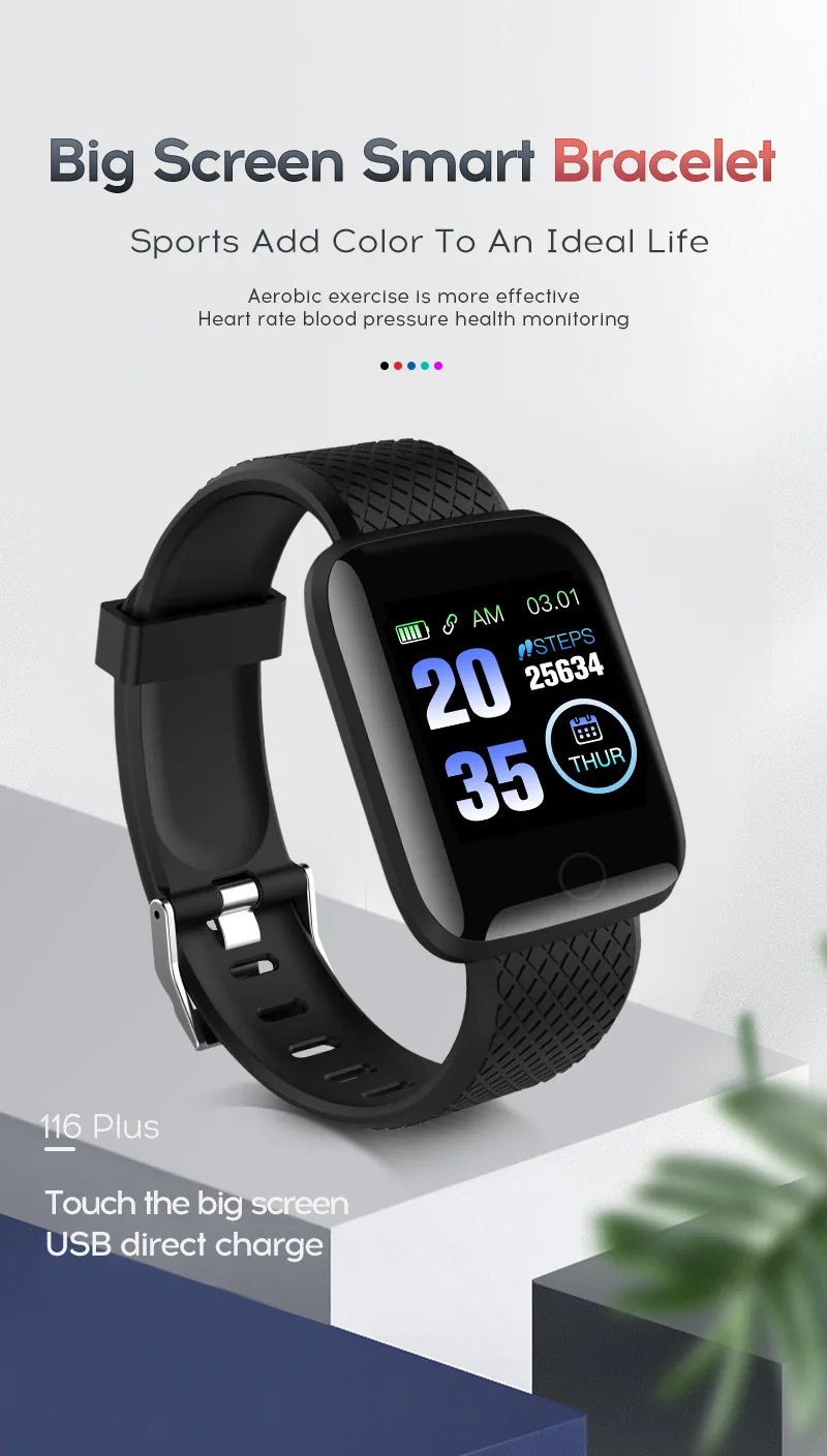 116plus Smart Watch Color Screen Step Counting Multi Sport Mode Message Reminder Photography Music Remote Control Smart Band D20