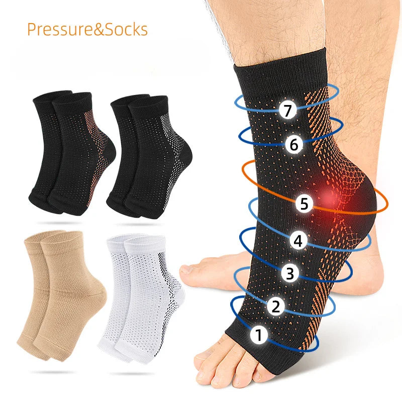 1 Pair Compression Socks for Men Women Neuropathy Pain Ankle Brace Protector Outdoor Fitness Sports Socks Plantar Fasciitis