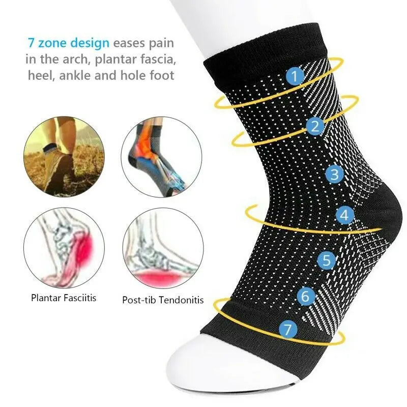 1 Pair Compression Socks for Men Women Neuropathy Pain Ankle Brace Protector Outdoor Fitness Sports Socks Plantar Fasciitis